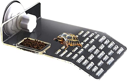 Metermall Good for Transparent Tortoise Crawler Roof Terrace Turtle Pool Floating Island Dorsal Bask Platform Aquarium Decoration Trumpet Length 18* Width 8cm (with 1 suction cup)