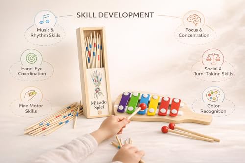 Image of Mikado - Wooden 31 Pickup Stick - Family Indoor & Outdoor Game - Hand Made Toy for Kids - Pack of One Pcs (Combo-6)