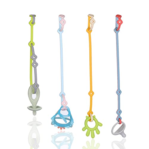 Poraceous Schnullerkette 4er Set - Silikon Baby Spielzeug Mit Clip