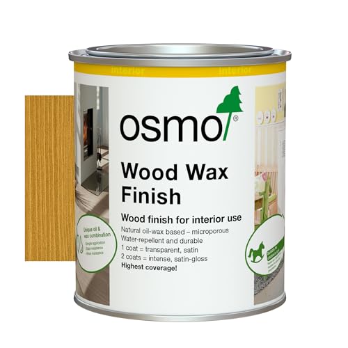 Osmo Wood Wax Finish 3164, Oak Satin Finish, 750ml - Durable Furniture Wax for Wooden Furniture, Water-Resistant Floor Wax, Wood Treatments - Ideal for Oak, Pine & More