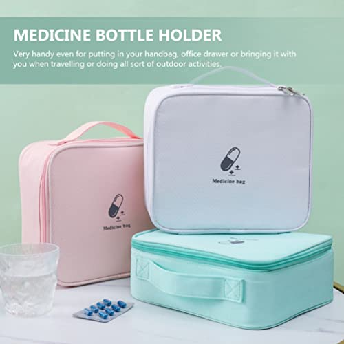 Image of COHEALI Portable Medicine Organizer - Oxford Cloth Pill Case Carrier for Home, Car, Camping, Office, Hiking (10.2x9x3.9in) Blue