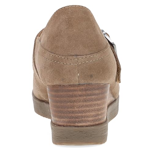 Image of Dansko Sandy Wedge Mary Jane for Women - Durable Waterproof Leathers and Leather-Stacked Heel - Adjustable Hook & Loop Strap with Buckle Detail