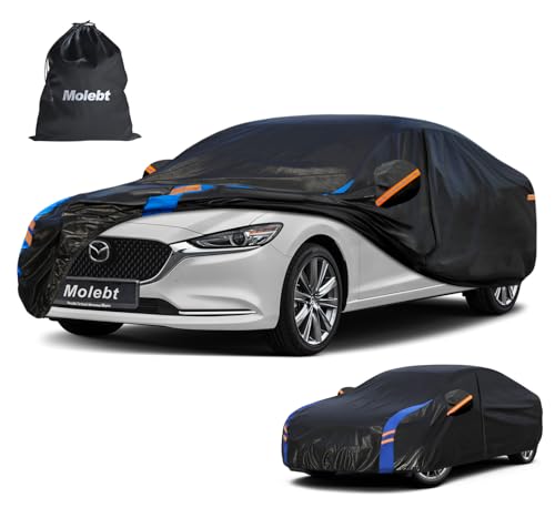 Image of Custom Fit Car Cover for Mazda 6 (2002-2026), Upgraded Waterproof All Weather Outdoor Auto Cover with Driver Door Zipper & Mirror Pockets, UV /Snow /Dust Protection