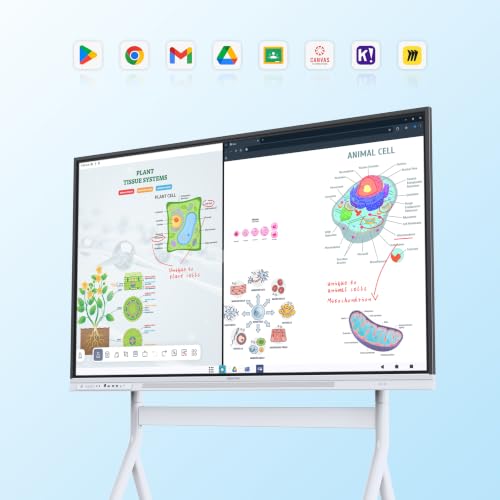 Image of Smart Board, 75 inch Interactive Whiteboard with Google EDLA, Built-in Digital Whiteboard, Wireless Casting, Split-Screen & Unlimited Canvas for Business and Education (Wall Mount Included)