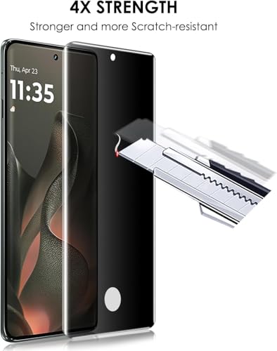 Image of Uyiton Privacy UV Tempered Glass for Motorola Edge 60 Pro (6.7 Inch) | Anti-Spy Curved Screen Protector | 9H Hardness | Ultrasonic Fingerprint Compatible | HD Clarity | Bubble Free UV Installation | Case Friendly