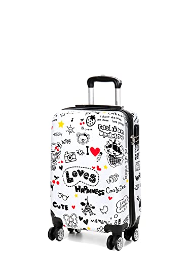 MADISSON - Valise Rigide Print Bonheur 55 cm Blanc - Blanc