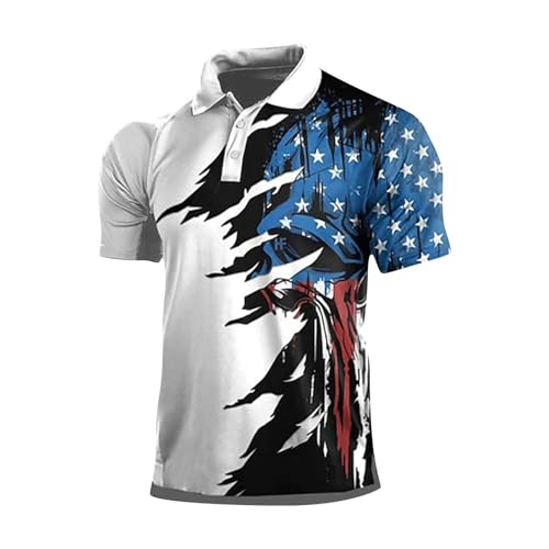 Camiseta de manga corta con estampado del Día de la Independencia de verano, informal, para vacaciones, para hombre, talla grande, Negro, XL