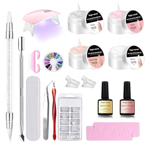 Solid Builder Gel for Nails,15g Clear Hard Gel for Nails Non-Sticky Hand 3D Sculpting Gels Carving Nail Extension Nail Art Salon Home (4 colors set d)