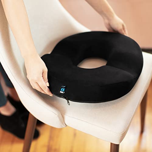 Ergonomic Innovations Deluxe Donut Pillow For Hemorrhoids And Tailbone Pain - Features Machine Washable Water Resistant Cover And Discreet Carry Bag, Chair Seat Cushion For Men And Women #TOP1