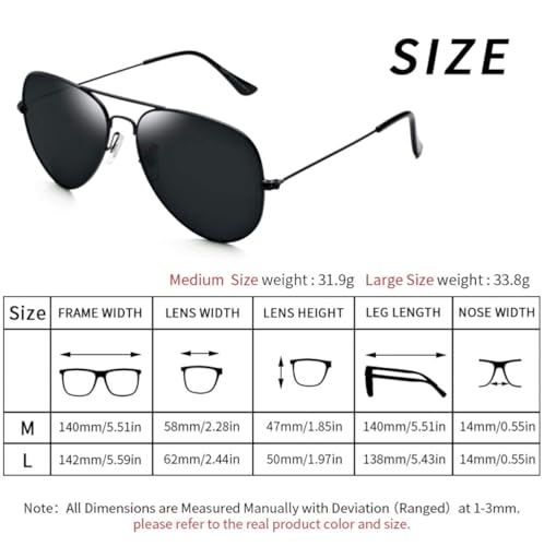 Image of ARICKS Classic Aviator Sunglasses for Men Women Driving Sun glasses Glass Lens 100% UV Blocking