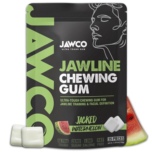 JAWCKO Ultra Tough Jaw Chewing Gum - For A Stronger, More Square Jaw - 15x Harder Than Other Gums, Watermelon Jaw Training, Hard Gum, Chisel Sculpt & Tighten Yourself