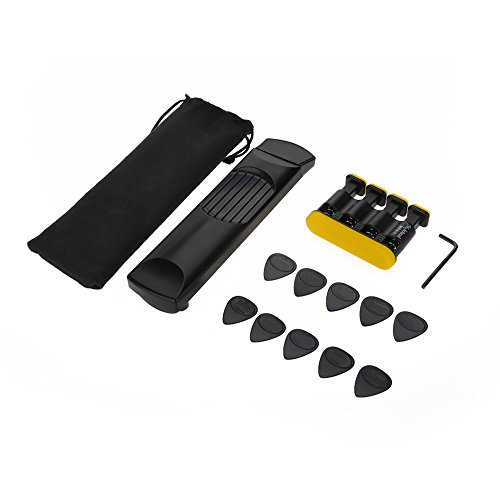 Vbestlife Portable 6 Fret Portable Taschengitarre für die Rechte Hand Gitarrenakkord Übungsgerät mit Filz Plektren und Fingertrainingsgerät für Anfänger Ersetzen Sie das Übungsgerät