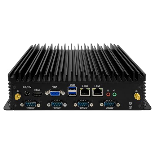 Fanless Mini PC, Intel Core i5-7200U, Windows 11 Pro/Linux, 8GB RAM, 256GB SSD, 6 COM Ports, Dual LAN, 4K HD, VGA, 24/7 Operation Mini Computer
