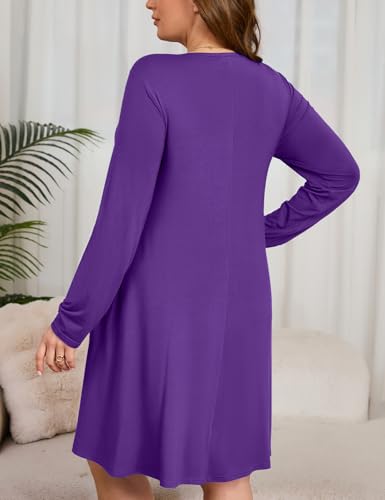 JollieLovin Women Long Sleeve Dress with Pockets Plus Size Swing Casual Loose Tshirt Dresses4