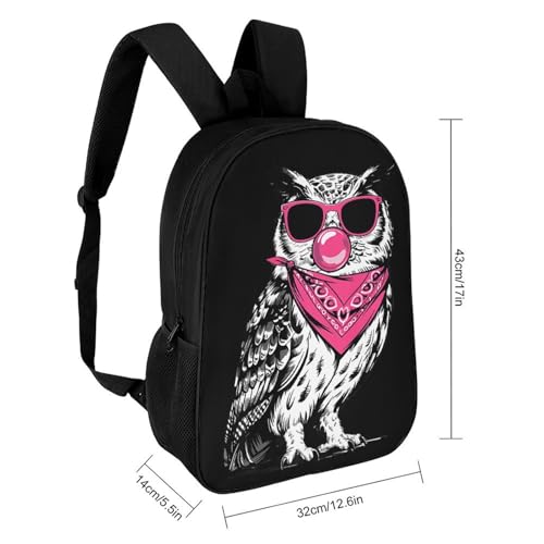 OBLUE Owl With Pink Sunglasses Bandana Blow Bubbles Backpack 17 Inch Shoulders Daypack Simple Leisure Travel Bag2