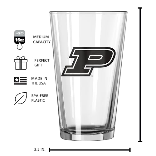 Image of Logo Brands NCAA 16 oz Pint Glass - Durable Glass With Bold Team Color- Chip-Resistant Rim Drinkware For Fans, Tailgates, Home Bars & Everyday Use