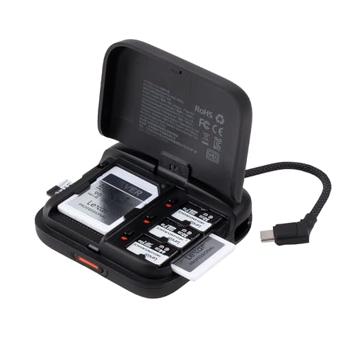 PGYTECH CreateMate Hochgeschwindigkeits-Mini-Kartenleser-Gehäuse, 2-in-1 SD 4.0/Micro SD-Kartenleser Tragbare Aufbewahrung, Dual-Slot Transfer/USB 3.1/Typ-C/OTG für Kamera/Telefon/Action-Cam, Schwarz