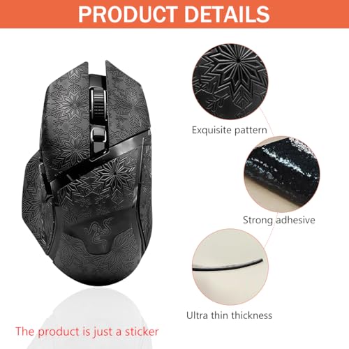 Image of ZORBES Compatible with Razer Basilisk V3 /V2, Gaming Mouse Anti-Slip Grip Tape, Fashion Snowflake-Embossed Sweat-Absorbing Grip Sticker for Enhanced Control & Comfort-Gaming Mouse Decals