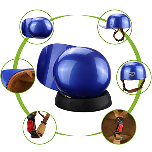 Dot Certified - Baseball Cap Style Retro Motorcycle Helmet Unisex-Adult For Moped Cap Jet Scooter Street Cruiser With Mask Towel (Xl,Blue) #TOP5
