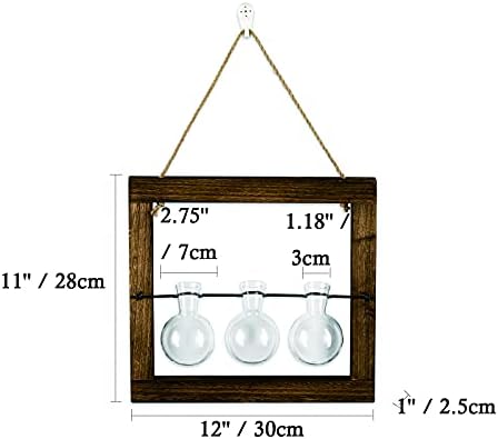 Hanging Propagation Station for Plants Wall Planter Indoor Vintage Wall Bulb Vase for Flowers with Wooden Frame for Aethetic Room Decor Home Office Accessories