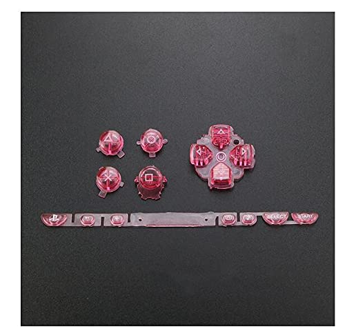 Gametown Replacement Left Right Buttons Kit ABXY D-Pad Rubber Button Direction Button Set for PSP 1000 Console-Clear Pink.