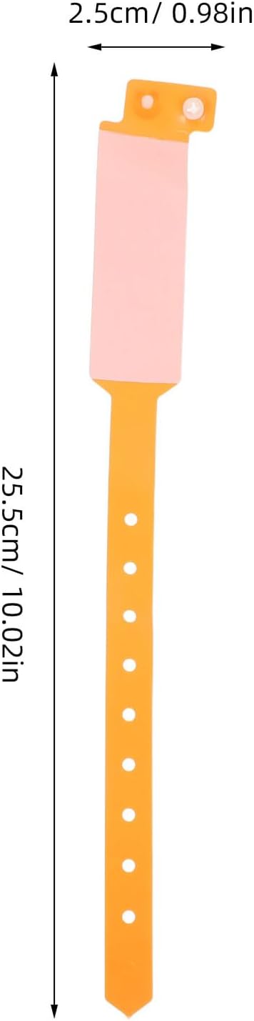 100pcs Waterproof Wristbands for Adults Disposable Orange PVC Hospital Id Bracelets Snap Closure, Blank Writable Patient Identification Bands for Hospital Use