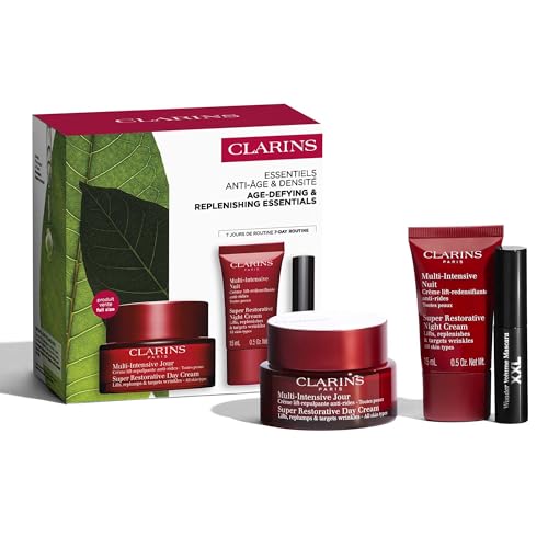 Image of Clarins Age-Defying & Replenishing Essentials | Organic Harungana - Nature's Retinol | Visibly Replenishes Skin & Reduces Wrinkles | Contains Super Restorative Day Cream 50ml | Worth Over £123