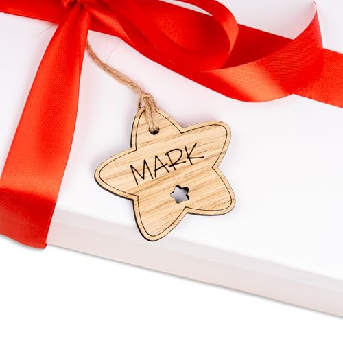 Personalised Christmas Gift Tag, Wooden Name Gift Tags, Xmas Wooden Star, Wood Present Name Tag, Christmas Stocking Tag