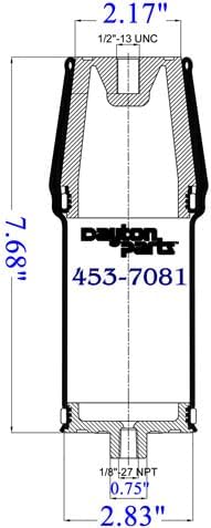 Dayton Parts 453-7081L Air Spring, Sleeve, Composite Piston, 7.68" Static Height, 2.83 Top Plate Diameter, 2.17" Piston Diameter, 1 Fitting Top Plate, 1 Hole Piston