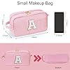 YOOLIFE Initial Makeup Bag Cosmetic Bag Toiletry Pouch, Personalized Birthday Gifts for Women Girls Mom Daughter Sister Friends, Pink A #5