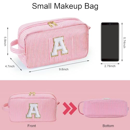 YOOLIFE Birthday Gifts for 4 5 6 7 8 9 10 11 12 13 14 Year Old Girl, Teen Girl Gifts Trendy Stuff, Initial Makeup Bag, Travel Toiletry Pouch, Pink M - Thumbnail 6