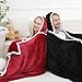 Jamntower 2 Pcs Wearable Blankets for Couples His and Hers Embroidered Blanket Romantic Warm Couples Gifts for Christmas Winter Wedding Birthday Engagement Housewarming Gifts (Black, Red,Mr. Right)