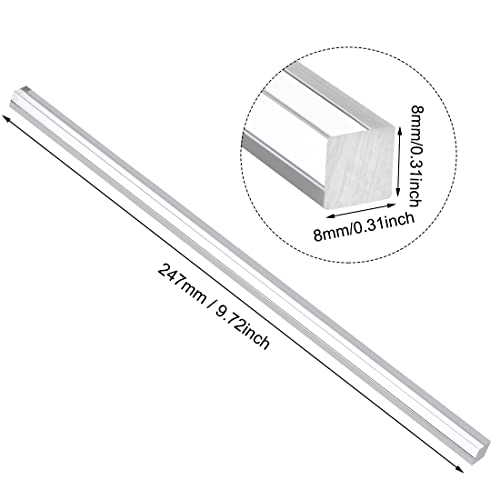 Image of uxcell Acrylic Square Rod,Clear,8mmx8mmx250mm Solid Plastic PMMA Bar Stick