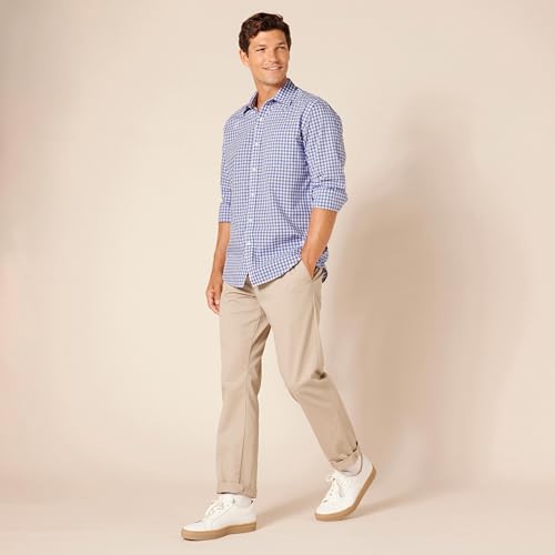 Amazon Essentials Men's Regular-Fit Long-Sleeve Casual Poplin Shirt, Blue Checks, X-Large - Image 5