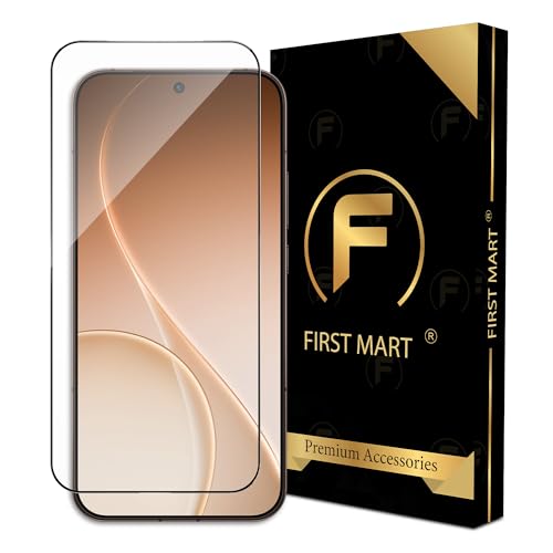 Image of FIRST MART Tempered Glass for Oppo Reno 15 Pro, 9H Full-Glue Screen Protector, 3D Edge-to-Edge, HD Clear, Oleophobic, Case-Friendly, Black, Pack of 1