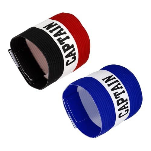 YOKIVE Captain Armband Set, Nylon Protective Arm Badge, Adjustable Flexibility, Great for Team Training, Competitions (Blue Black Red, 11.8 x 3.5 Inch)