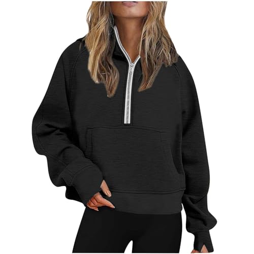 Sweat à capuche femme avec demi-fermeture éclair en polaire chaude