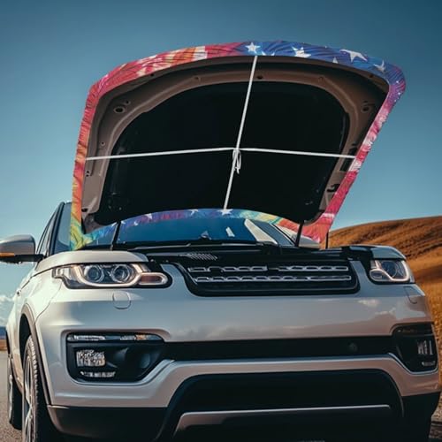 Image of USA Flag Hook Covers for Cars Waterproof UV-Resistant Engine Protection Cover Elastic Band Fixation Fits Most Cars