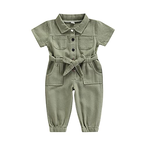 Sdghg LZM-36C-DYC Toddler Kid Girl Summer Outfit Short Sleeve Romper Jumpsuit Toddler Girl Denim Bodysuit Playsuit Clothes Set cover