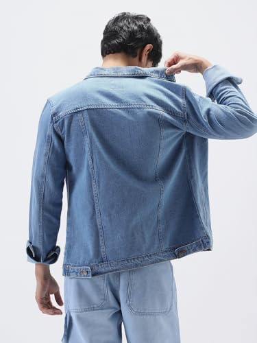 Image of Urbano Fashion Men's Regular Fit Washed Full Sleeve Denim Jacket