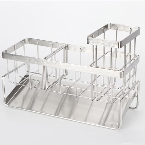 Reelyo スポンジ置き スポンジホルダー 洗剤ラック 水切り 防錆 水が流れる ステンレス製 たわしホルダー 洗面所/キッチン 収納 (アップグレード版)