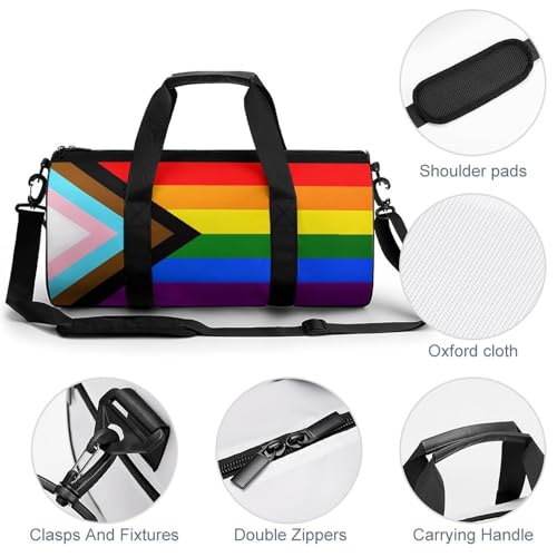 Progressive Proud Flag Travel Duffel Bag Gym Bags Sports Tote Shoulder Weekender Handbag for Men Women4