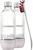 Sodastream 2 Pack White Premium Soda Water Bottles Bundle with Kidscare Extendable Brush Soda Stream