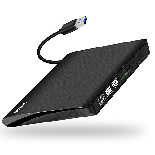 SONKIR USB 3.0 External DVD CD Drive & CD DVD +/-RW Writer/Rewriter/Player High Speed Data Transfer for Laptop Windows XP/Vista/7/8/10