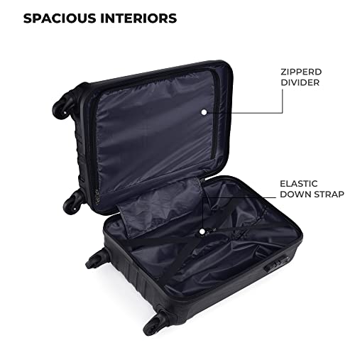 Image of Stony Brook By Nasher Miles Storm 55 Cm Cabin Polycarbonate Hard Sided 8 Spinner Wheels Luggage /Trolley Bag /Suitcase (Black) 360 Degree