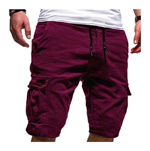 Short cargo de sport rouge XL à poches : idéal pour course et plage en été