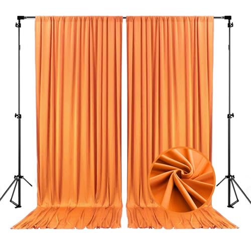 Image of 10 x 7 Feet Orange A Backdrop Curtain for Partie, Background Curtains for Photoshoot, Birthday, Wedding, Halloween, Thanksgiving, Christmas, New Year Party Decorations 5Ft x 7Ft, 2 Panels