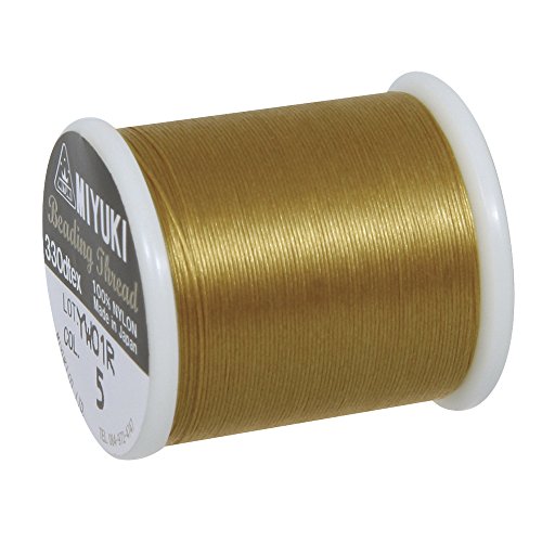 Rayher Fil nylon, doré, 1 bobine, 50m, 0,27cm ø, non élastique, pour perles Delicas, perles de...