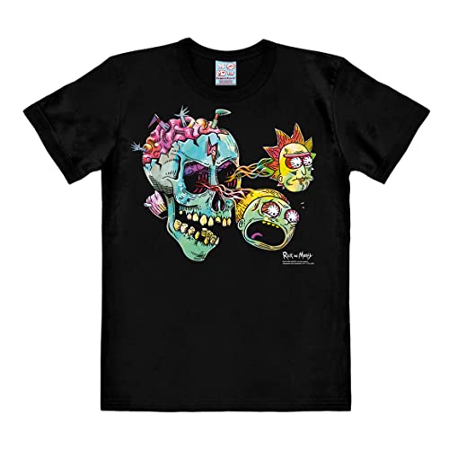 Logoshirt Rick and Morty I Eyeball Skull I T-Shirt Print I Damen & Herren I kurzärmlig I schwarz I Lizenziertes Originaldesign I Größe L