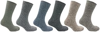 Sock Stack 6 Pairs Of Men's Non Elastic Wool Socks Thick Chunky Work Boot Sock UK Size 6-11
